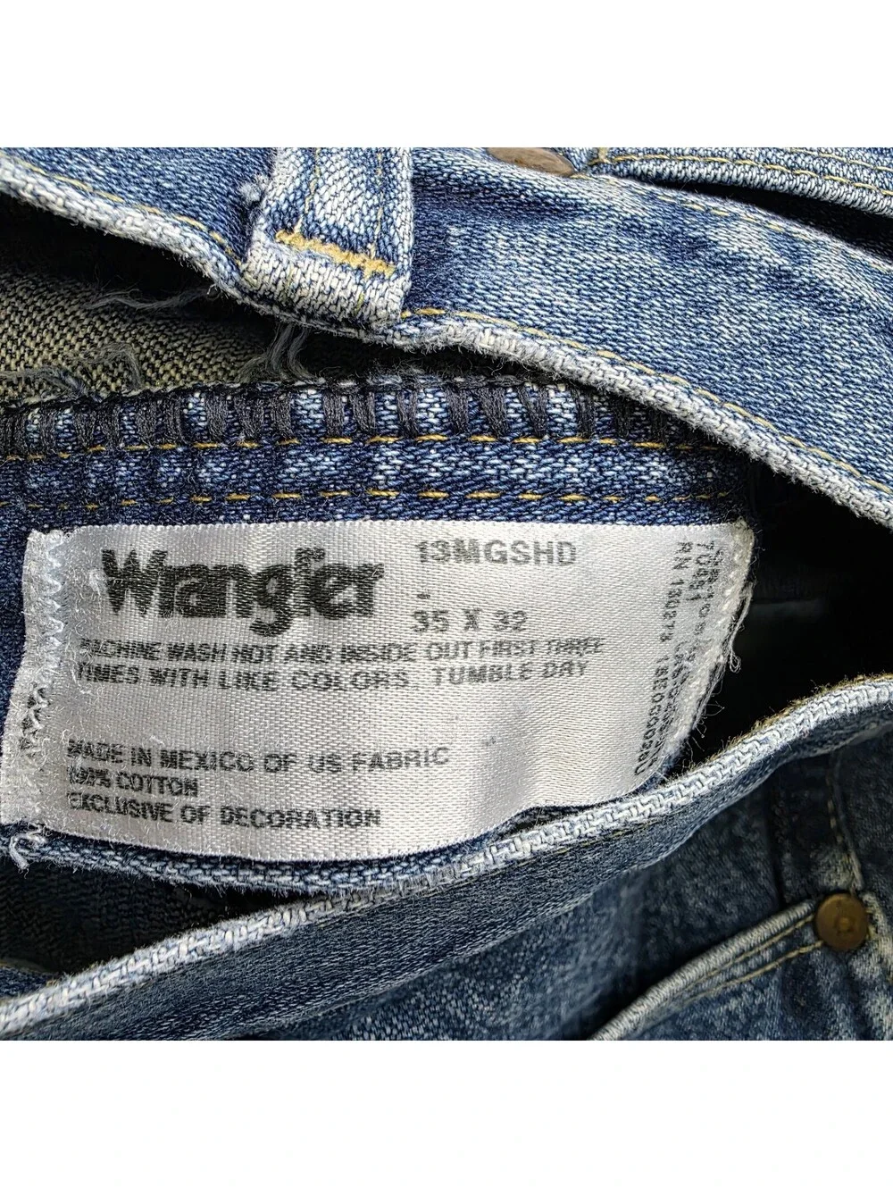 Wrangler Jeans Men 35x32 Blue 13MGSHD Cowboy Cut Denim Workwear George Strait
